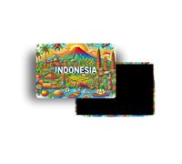 Imanes Nevera - 18 Modelos a Elegir - Recuerdos Turísticos Países del Mundo - Imanes Decorativos Nevera - Regalo Viaje - Estilo Tradicional - 9,4 x 7,8 cm - 1 Unidad (Indonesia)