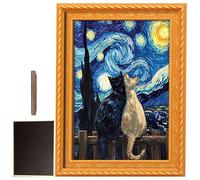 Imanes para con forma de gato, decoración de gatos con pintura al óleo, imanes decorativos con marco de madera natural, para la sala de juegos, la escuela, la oficina, el armario, la casa y