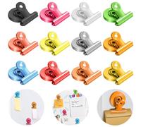 Imanes para nevera, 12 clips magnéticos para nevera, clips magnéticos de bulldog, imanes coloridos para pizarra blanca, tablón de anuncios, refrigerador, fotos, notas, notas, imanes de oficina en