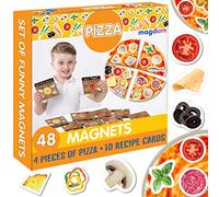 Imanes Pizza para Niños 2-5 Años - Magdum - 48 Imanes Nevera - Juguete Educativo Cocina Juego de Imitación para Niños - Aprendizaje Montessori Preescolar - Pizza Realista - Regalo