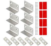 Imanes Puertas Armario en Forma de L 6 Unidades,Cierre Magnético Autoadhesivo con Tornillos, Imanes Potentes Invisibles para Armarios, Cajones y Puertas Correderas (Plata)