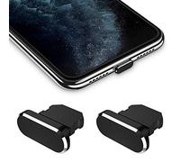 iMangoo Protector antipolvo compatible con iPhone 11/11 Pro Max/SE/XR/X/8 Plus/8/7, 2 unidades con bolsa de transporte, clip de silicona, conector de carga para iPad Air Mini Pro, Aluminio