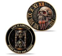 Imasoner Moneda Memento Mori - Remember You Must Die Challenge Coin con calavera y reloj de arena - Ficha de filosofía estoica para hombres y mujeres - Regalo inspirador de moneda de recuerdo