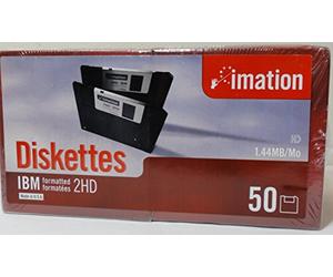 Imation 3.5" DS-HD IBM PC Formatted Black Diskette 50pk Box 1,44 MB - Disquetes (1,44 MB)