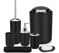 IMAVO Juego de Accesorios de baño, Juego de Regalo de plástico de 6 Piezas, Soporte para Cepillo de Dientes, Vaso para Cepillo de Dientes, dispensador de jabón, jabonera, Soporte para Cepillo de