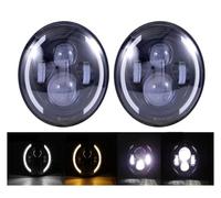 IMAWUHM Kit Faros Delanteros LED Redondos 7 Pulgadas Para 928 Para 88 Para 924S Para VW Para 2004 Para Santana PS10 Para Beetle Para Classic Faros(A 40w Halo light Black)