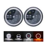 IMAWUHM Kit Faros Delanteros LED Redondos 7 Pulgadas Para 928 Para 88 Para 924S Para VW Para 2004 Para Santana PS10 Para Beetle Para Classic Faros(A 50w Halo light Black)