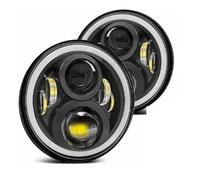 IMAWUHM Kit Faros Delanteros LED Redondos 7 Pulgadas Para 928 Para 88 Para 924S Para VW Para 2004 Para Santana PS10 Para Beetle Para Classic Faros(C 50w Halo light Black)