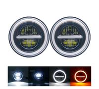 IMAWUHM Kit Faros Delanteros LED Redondos 7 Pulgadas Para 928 Para 88 Para 924S Para VW Para 2004 Para Santana PS10 Para Beetle Para Classic Faros(D 50w Halo light Black)