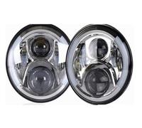 IMAWUHM Kit Faros Delanteros LED Redondos 7 Pulgadas Para 928 Para 88 Para 924S Para VW Para 2004 Para Santana PS10 Para Beetle Para Classic Faros(50w Halo light Silve)