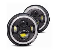 IMAWUHM Kit Faros Delanteros LED Redondos 7 Pulgadas Para 928 Para 88 Para 924S Para VW Para 2004 Para Santana PS10 Para Beetle Para Classic Faros(B 40w Halo light Black)