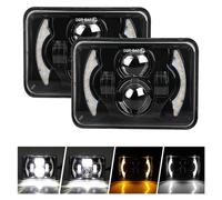IMAWUHM Para H4651 H4652 H4656 H4666 Conversión De Camión De Coche Todoterreno 80W 4x6 Pulgadas LED H4 Faros Proyector Luz De Trabajo De Haz Alto Y Bajo Faros(2 piezas)