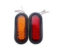IMAWUHM Piloto Trasero Faros Traseros 1 Par 24v 6 "24-LED Oval Rojo Parada/señal Giro Marcador Freno Luz LED Montaje Empotrado Para Camión Remolque Trail Bus 12V Blanco(Amber,12v)