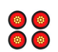 IMAWUHM Piloto Trasero Faros Traseros Luz LED De Freno Trasero Redonda 12/24V Y 4 Pulgadas Para Camioneta Camión Señal Giro Roja Amarilla Blanca Advertencia Parada Inversa(4pcs Red Yellow)