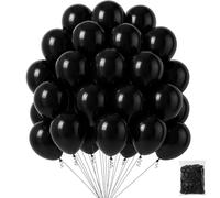 IMAXWAVE Globos de Cumpleaños Orgánicos 100 Piezas, 100% Látex Natural Biodegradable, 20 cm, Ideales para Decoración de Fiestas, Bodas, Baby Shower, Calidad Ecológica y Segura, Negros