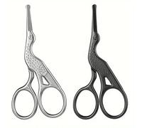 IMAXWAVE Pack de Tijeras de acero inoxidable para pelo facial con punta redonda - Recortadora de precisión para cejas, oído, bigote, nariz y barba - Aseo personal seguro, ligero y portátil