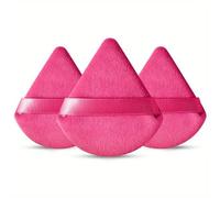 IMAXWAVE Set de 3 Esponjas de maquillaje triangular, esponjas de polvo, Esponjas aplicadoras, Borlas de maquillaje, Esponjas para base y polvo, Esponjas faciales, powder puff (Fucsia)