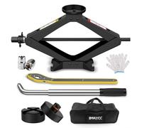 IMAYCC Gato hidráulico de 2,5 T/2500 kg, gato de tijera universal para coche con revestimiento de goma, gato hidráulico portátil con llave de tuerca, kit de emergencia para SUV MPV Tesla, ideal para