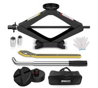 IMAYCC Gato para Coche 2.5T/2500kg, Kit de Gato Coche Universale con 2 Piezas Bloque De Goma, Gatode Tijera portátil con Llave de Tuercas de Rueda, Kit de Emergencia paraCoche SUV MPVTesla