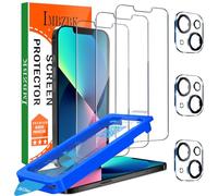 IMBZBK Protector Pantalla para iPhone 13 6.1 Pulgadas [Eliminación Automática del Polvo] [Funda Amistoso] Cristal Templado Protector camara accesorios, 3+3 piezas