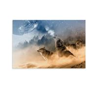 IMCAY Wolves Under The Star Art Póster Arte Mural Impresión Imagen Moderna Decoración para Habitaciones Familiares 20 x 30 Pulgadas (50 x 75 cm)