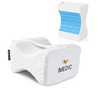 iMedic Cojín ortopédico de Espuma viscoelástica para Dormir con Forro de Gel alineación Dormir de Lado, Jacquard Blanco