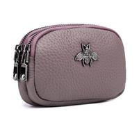 imeetu Monedero de cuero para mujer, pequeño con 2 bolsillos con cremallera, A-rosado oscuro., S, Estilo de abeja