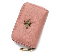 imeetu Portatarjetas de crédito RFID, pequeña Cartera de Cuero con Cremallera para Mujer, B-Coral Pink, S, Classic