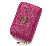 imeetu Portatarjetas de crédito RFID, pequeña Cartera de Cuero con Cremallera para Mujer, B-Fucsia, S, clásico