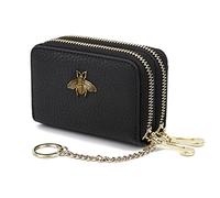 imeetu Portatarjetas de crédito RFID, pequeña Cartera de Cuero con Cremallera para Mujer, C-Negro (Doble Cremallera), S, clásico