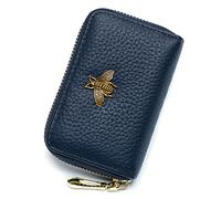 imeetu Tarjetero Tipo Cartera RFID para Mujer, Tarjetero Delgado de Cuero con 12 Ranuras para Tarjetas y 2 Ranuras Anchas para Dinero en Efectivo (pequeño, Azul)
