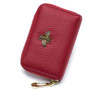 imeetu Tarjetero Tipo Cartera RFID para Mujer, Tarjetero Delgado de Cuero con 12 Ranuras para Tarjetas y 2 Ranuras Anchas para Dinero en Efectivo (pequeño, Rojo)