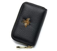 imeetu Tarjetero Tipo Cartera RFID para Mujer, Tarjetero Delgado de Cuero con 12 Ranuras para Tarjetas y 2 Ranuras Anchas para Dinero en Efectivo (pequeño, Negro)