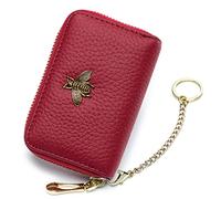 imeetu Tarjetero Tipo Cartera RFID para Tarjetas de crédito para Mujer, Delgado, de Cuero, con 12 o 24 Ranuras para Tarjetas y 2 Ranuras Anchas para Dinero en Efectivo, A-Rojo (Ventana de