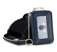 imeetu Tarjeteros para Mujer RFID Porta Tarjetas Piel Tarjetero con 12 Ranuras para Tarjetas, 2 Ranuras Anchas para Efectivo, Llavero Y Ventana De IdentificaciÓN (Pequeño, Azul Oscuro)