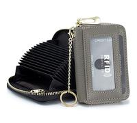 imeetu Tarjeteros para Mujer RFID Porta Tarjetas Piel Tarjetero con 12 Ranuras para Tarjetas, 2 Ranuras Anchas para Efectivo, Llavero Y Ventana De IdentificaciÓN (Pequeño, Gris)