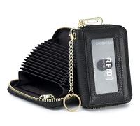 imeetu Tarjeteros para Mujer RFID Porta Tarjetas Piel Tarjetero con 12 Ranuras para Tarjetas, 2 Ranuras Anchas para Efectivo, Llavero Y Ventana De IdentificaciÓN (Pequeño, Negro)