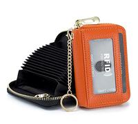 imeetu Tarjeteros para Mujer RFID Porta Tarjetas Piel Tarjetero con 12 Ranuras para Tarjetas, 2 Ranuras Anchas para Efectivo, Llavero Y Ventana De IdentificaciÓN (Pequeño, Naranja)