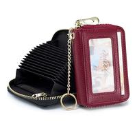 imeetu Tarjeteros para Mujer RFID Porta Tarjetas Piel Tarjetero con 12 Ranuras para Tarjetas, 2 Ranuras Anchas para Efectivo, Llavero Y Ventana De IdentificaciÓN (Pequeño, Rojo)