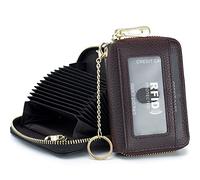 imeetu Tarjeteros para Mujer RFID Porta Tarjetas Piel Tarjetero con 12 Ranuras para Tarjetas, 2 Ranuras Anchas para Efectivo, Llavero Y Ventana De IdentificaciÓN (Pequeño, Café)