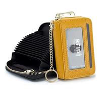 imeetu Tarjeteros para Mujer RFID Porta Tarjetas Piel Tarjetero con 12 Ranuras para Tarjetas, 2 Ranuras Anchas para Efectivo, Llavero Y Ventana De IdentificaciÓN (Pequeño, Amarillo)