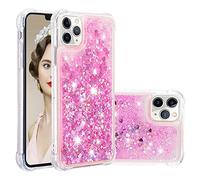 IMEIKONST Funda Compatible con iPhone 11 Pro MAX, Glitter Liquida Transparente Case Silicona TPU Antichoque Niñas Mujeres Brillante Arena Movediza Carcasa iPhone 11 Pro MAX. Love Pink YBW