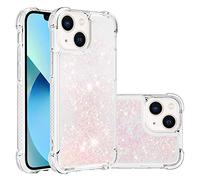 IMEIKONST Funda Compatible con iPhone 13, Glitter Liquida Transparente Case Silicona TPU Antichoque Niñas Mujeres Brillante Arena Movediza Carcasa iPhone 13. Star Pink YBW