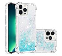 IMEIKONST Funda Compatible con iPhone 15 Pro, Glitter Liquida Transparente Case Silicona TPU Antichoque Niñas Mujeres Brillante Arena Movediza Carcasa iPhone 15 Pro. Star Blue YBW