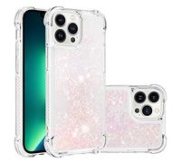 IMEIKONST Funda Compatible con iPhone 15 Pro MAX, Glitter Liquida Transparente Case Silicona TPU Antichoque Niñas Mujeres Brillante Arena Movediza Carcasa iPhone 15 Pro MAX. Star Pink YBW