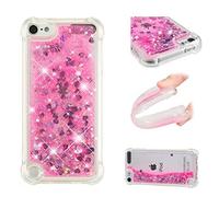 IMEIKONST Funda Compatible con iPod Touch 7, Glitter Liquida Transparente Case Silicona TPU Antichoque Niñas Mujeres Brillante Arena Movediza Carcasa iPod Touch 6 / Touch 5. Love Pink YBW
