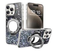 IMEIKONST Funda Compatible con Samsung Galaxy Note 10 Plus Glitter Carcasa con Espejo Anillo de Soporte, Transparente Brillante Antigolpes TPU Shockproof Bumper Case para Samsung Note 10+. Negro DJJ