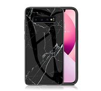 IMEIKONST Funda Compatible con Samsung Galaxy S10 Plus Carcasa Mármol Vidrio Trasero Borde Suave Silicona, Delgado Brillante Flexible TPU Antichoque Caso para Samsung S10 Plus. Negro Plata LSM