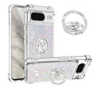 IMEIKONST Funda para Google Pixel 8 con Anillo de Soporte, Glitter Liquida Transparente Case Silicona TPU Antichoque Brillante Arena Movediza Carcasa para Google Pixel 8. Coloreado YBW