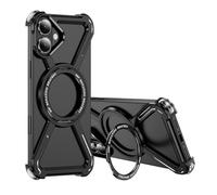 IMEIKONST Funda para iPhone 16 Plus con soporte magnético de rotación de 360°, [compatible con Magsafe] Diseño sin marco de metal de titanio con protección contra caídas de grado militar para iPhone